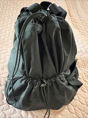 Black Drawstring Women’s  Backpack - Lightweight Everyday Bag